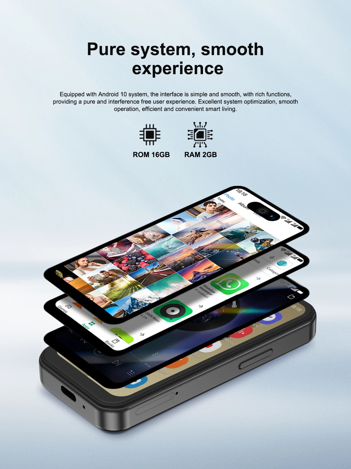 Fuffi-Mini X7 Pro Phone 4G LTE Android10.0 Smartphone 4GB RAM 128GB ROM 4" Display 5MP Camera Dual SIM With Play Store WhatsAPP