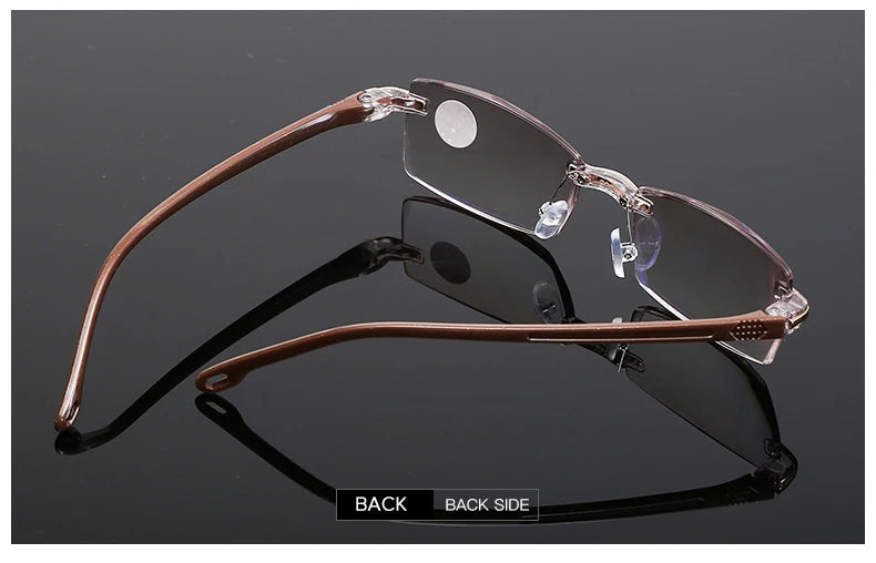 Lunettes de lecture anti-lumière bleue pour femmes, monture sans bords à découpe diamantée, pour hommes, anti-fatigue, hypermétropie, presbytie +1,5