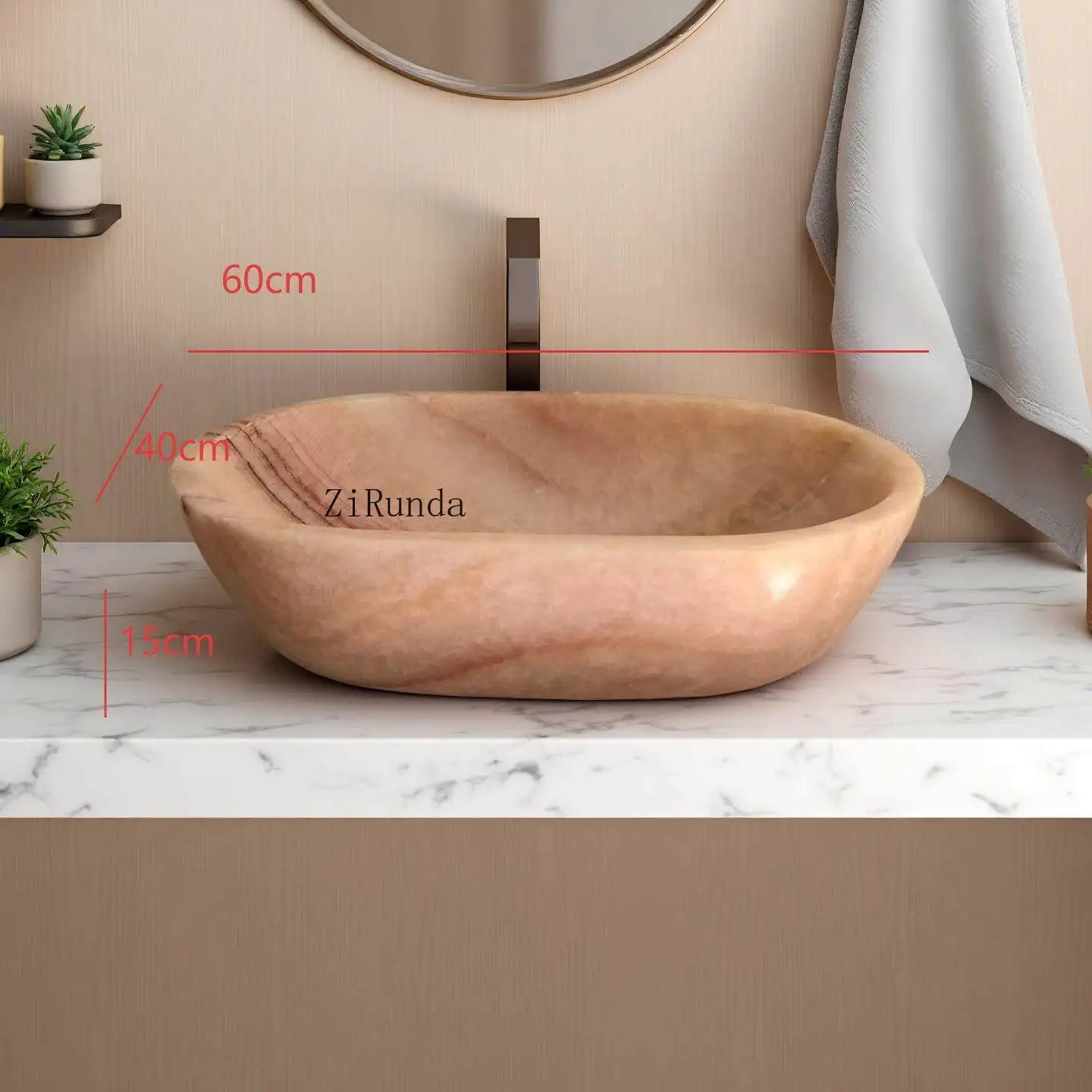 Natural stone rice topaz platform basin jade oval wash basin can be customized hotel sink