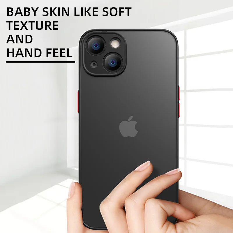 Shockproof Armor Matte Case For iPhone 14 13 12 11 Pro Max XR XS X 6 7 8 Plus SE Mini Silicone Bumper Clear Hard PC Cover Capa