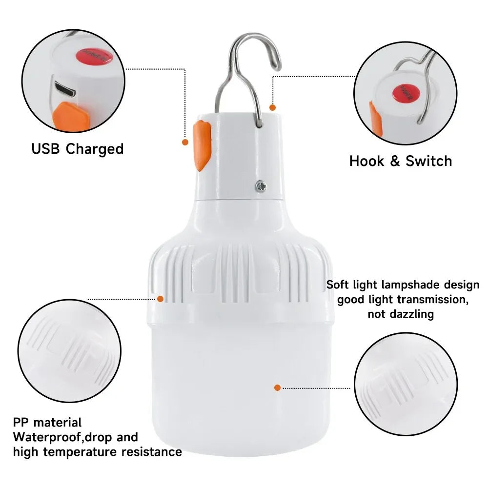 LED Camping Light 20W 40W 80W Portable Emergency Bulb Waterproof 360° Lighting Outdoor Camp High-bright Lights Dimmable Lantern