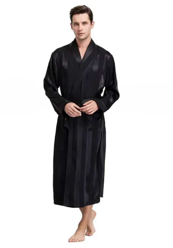 Mens Silk Satin Pajamas Sleepwear Robe Robes Bathrobe Nightgown S~3XL__For XMAS Gifts