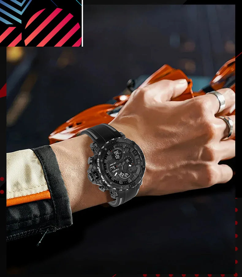 Montres Militaires Hommes Montre 2025 Nouvelle 50M Étanche Chronomètre Alarme Lumière LED Montres Digitales 8136 Montre Sport Homme
