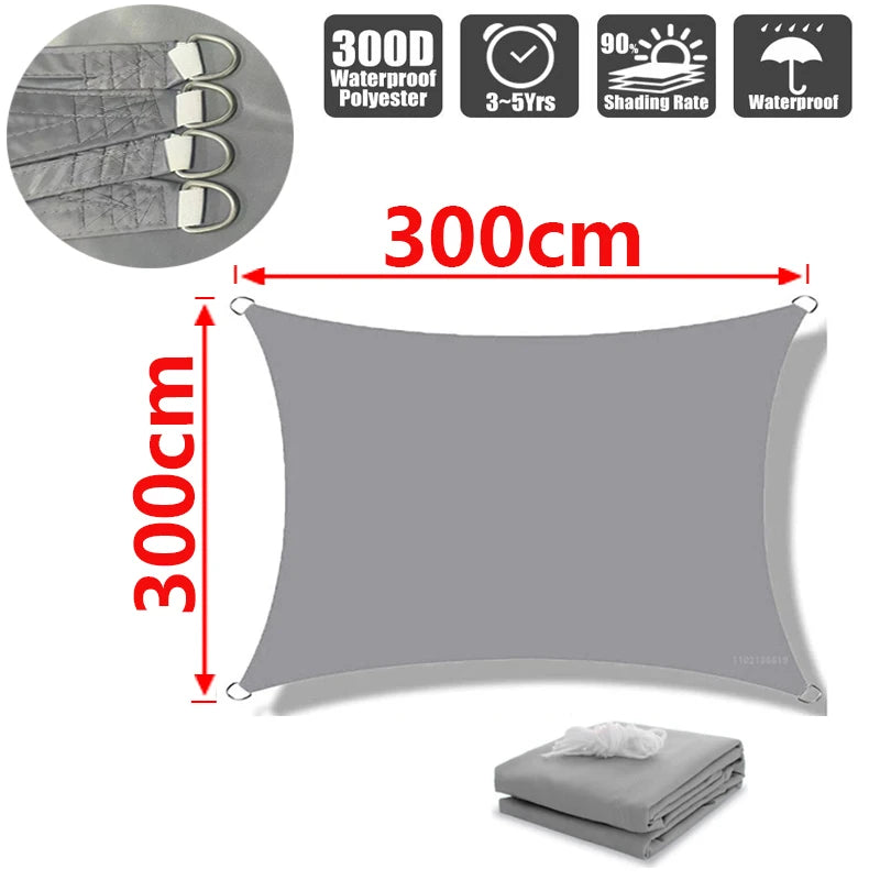 Sonnensegel für den Außenbereich, 300D Polyester, wasserdicht, UV-beständig, für Terrasse, Carport, Garten usw.