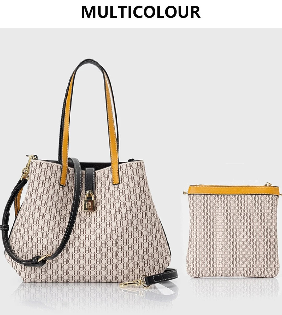 CH Premium Vielseitige Leder Umhängetasche Damen Große Kapazität Alltags Pendler Tasche Buchstabenmuster Design Damen Mode