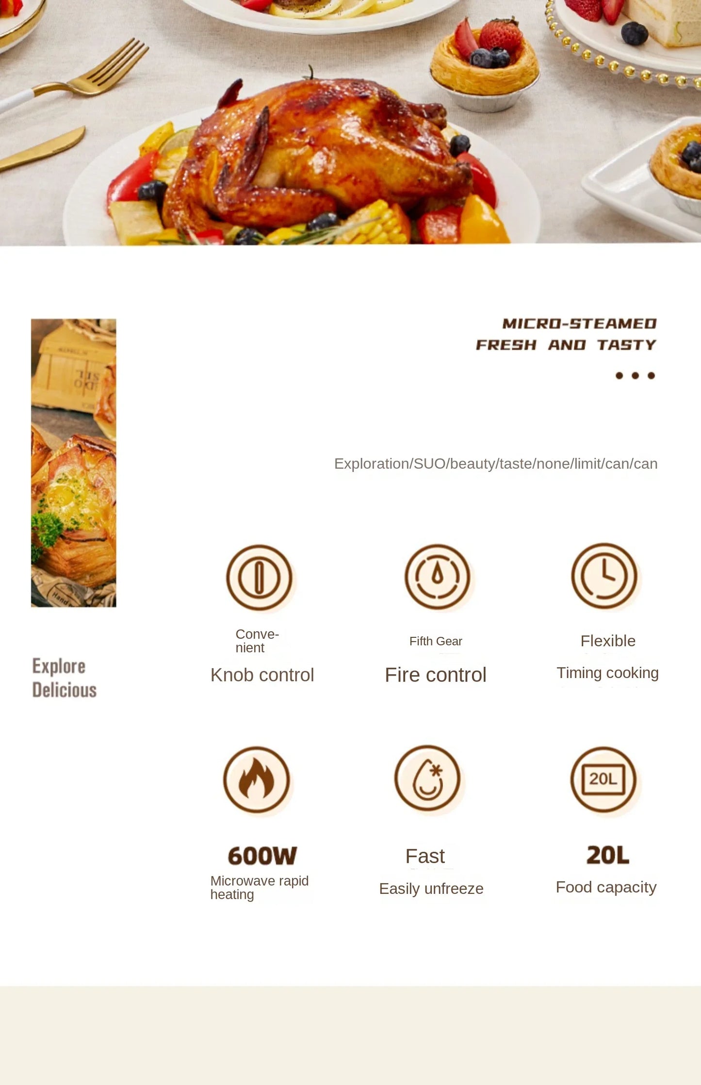 Meiling Microwave Oven Fully Automatic Household Small Fast Heating Intelligent Multifunctional Rotary Plate Light Wave Oven220V