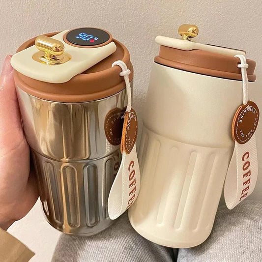 Bouteille d'eau isotherme en acier inoxydable de 450 ml avec affichage de la température LED, tasse à café, garde le froid et le chaud, tasse thermique, flasque de voyage sous vide