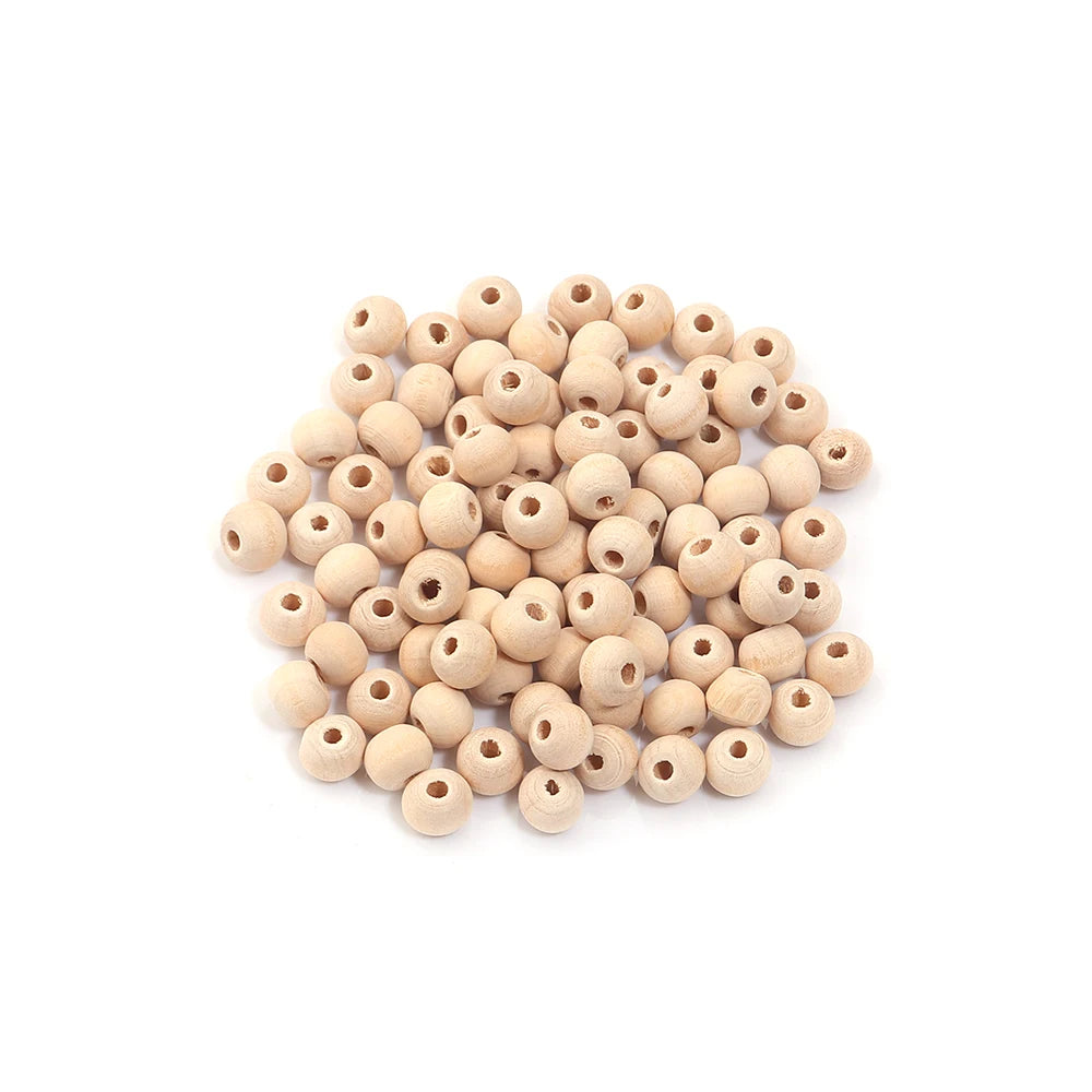 30-100 pièces/lot Perles rondes en bois couleur bûche 6/8/10/12/14/16/18/20/25/30mm Perles entretoises lâches pour accessoires de fabrication de bijoux DIY