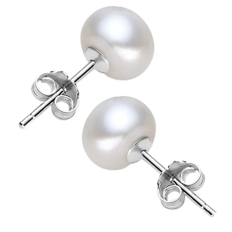 Natürliche Süßwasserperlen-Ohrstecker für Frauen Luxuriöser feiner Schmuck Echte 925er Sterlingsilber-Ohrringe