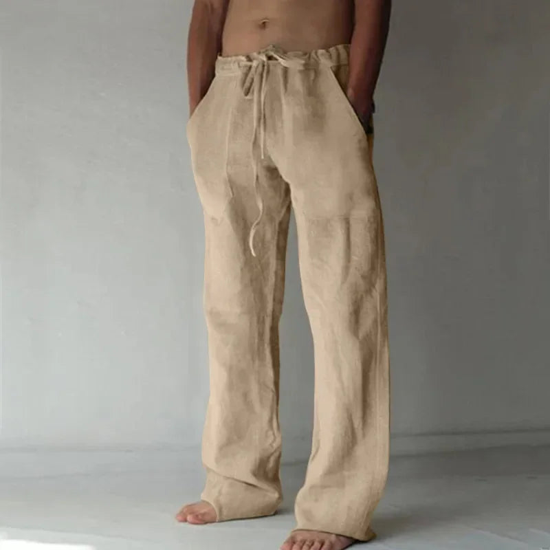 ropa hombre baggy pants Pantalon décontracté en coton et lin pour hommes, respirant, ample, Streetwear, Jogging, Automne, Été
