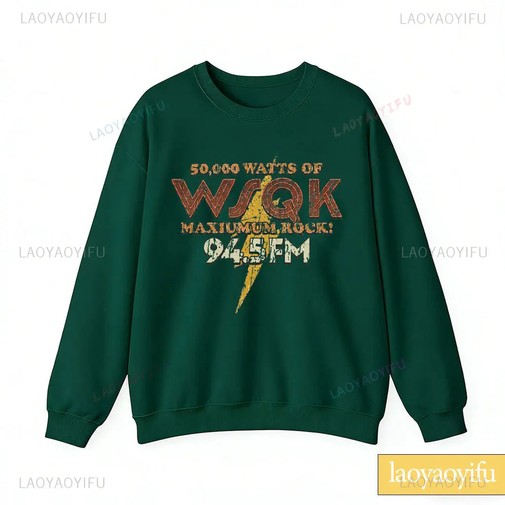 WSQK The Squawk 94.5 FM Radio Sweatshirt Wsqk Unisex Sweatshirts Vintage Sci-Fi Crewneck 80er Nostalgie Sweater Retro Shirt Geschenk