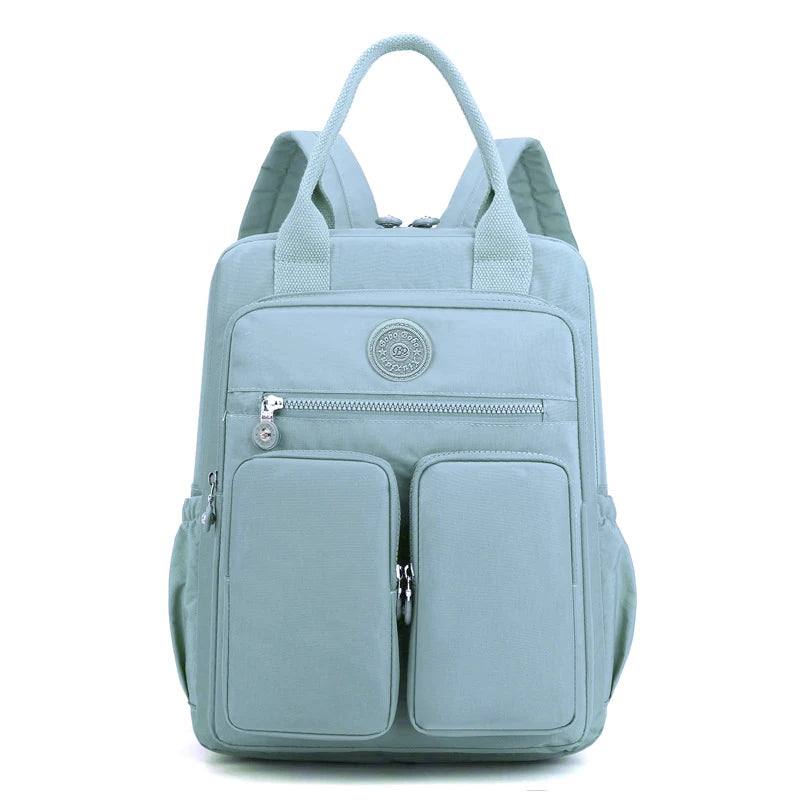 Fashion Multi-pocket Woman's Backpack Soft Handle Solid Color Nylon Travel Backpack Lightweight Casual School Backpacks