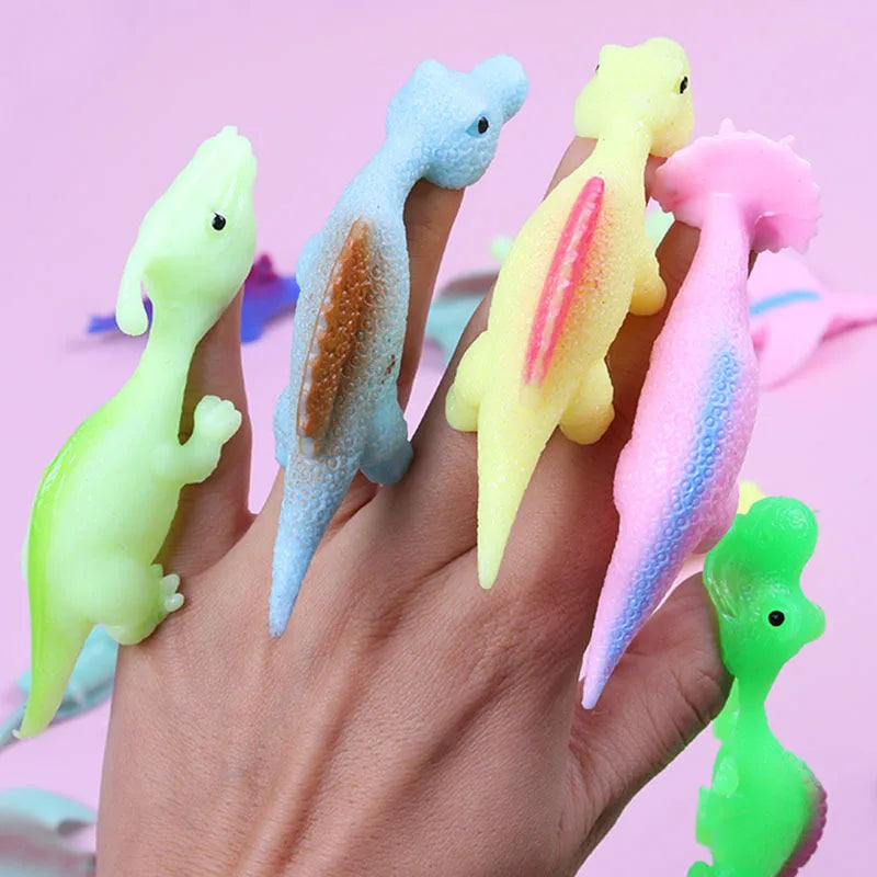 Lot de 10 Lance-Dinosaures Créatifs à Catapulte, Jouets Muraux Adhésifs pour Adultes et Enfants, Jouet Anti-Stress Lance-Dinosaures