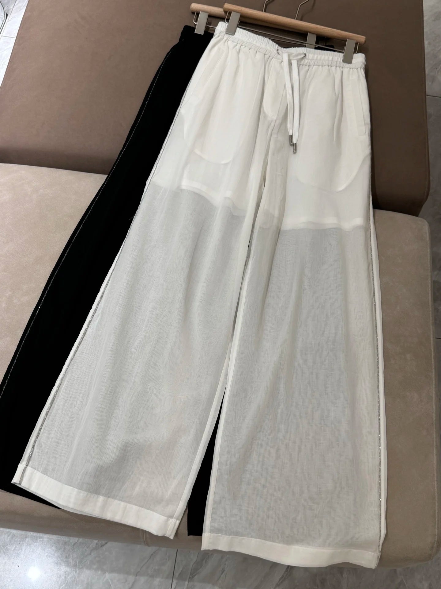Spring Summer 2025 Women's Thin Cotton Sun Protection Suit Long Sleeve Zipper Jacket + Drawstring Straight Pants 2-Piece Set