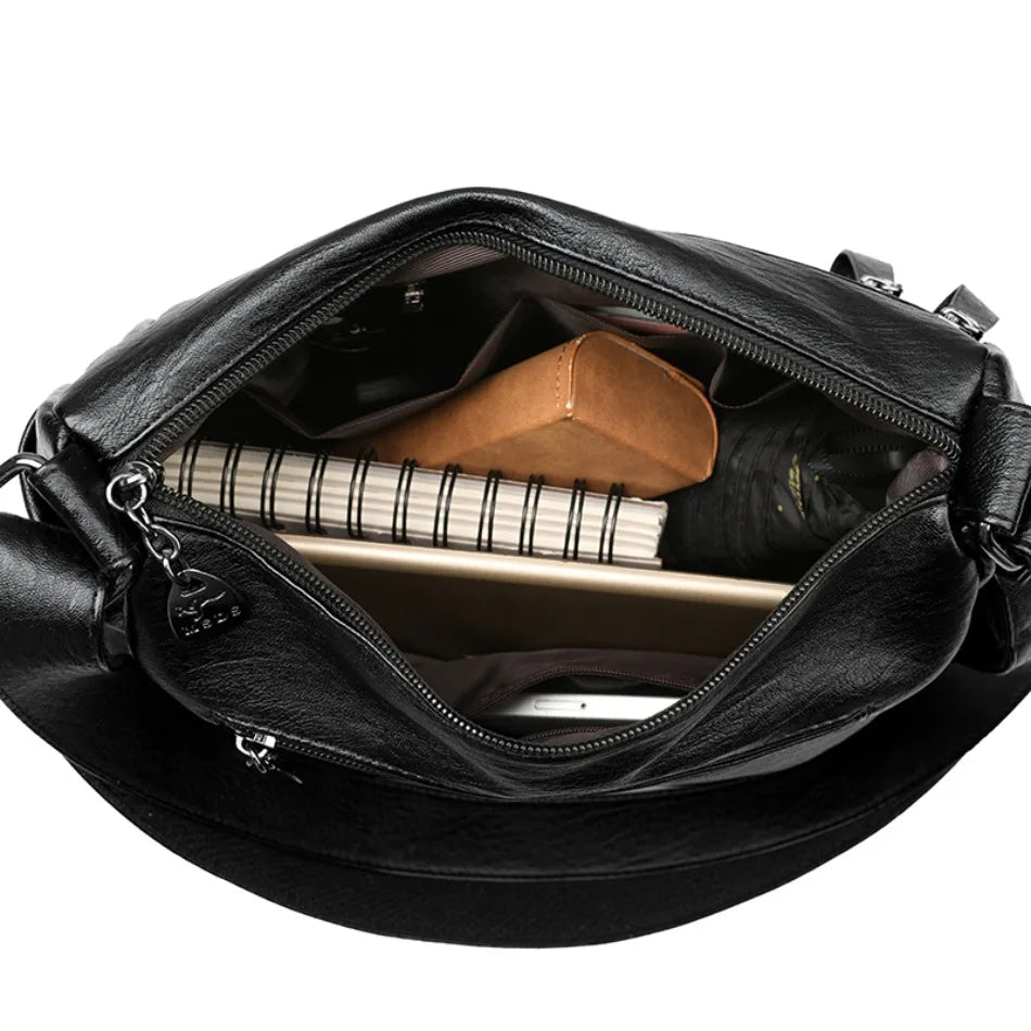 Sacs bandoulière en cuir souple Kangaroo pour femmes Sacs à bandoulière vintage multi-poches Designer Sacs messager décontractés pour dames Sac à main