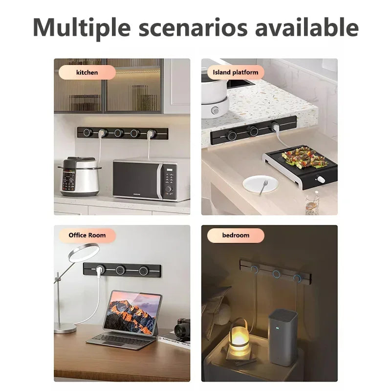 40cm 50cm Prise murale sur rail, prises mobiles, appareil électroménager haut de gamme, puissance 8000W, ports USB Type-C standard EU US UK