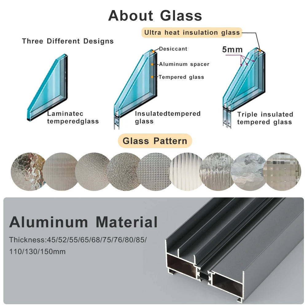 Neuestes Design Schiebetürsystem PT-Tür Vorderseite Innentür Flügeltür PD-Tür Aluminium Doppelverglast Aluminium Garten Haus Maßanfertigung