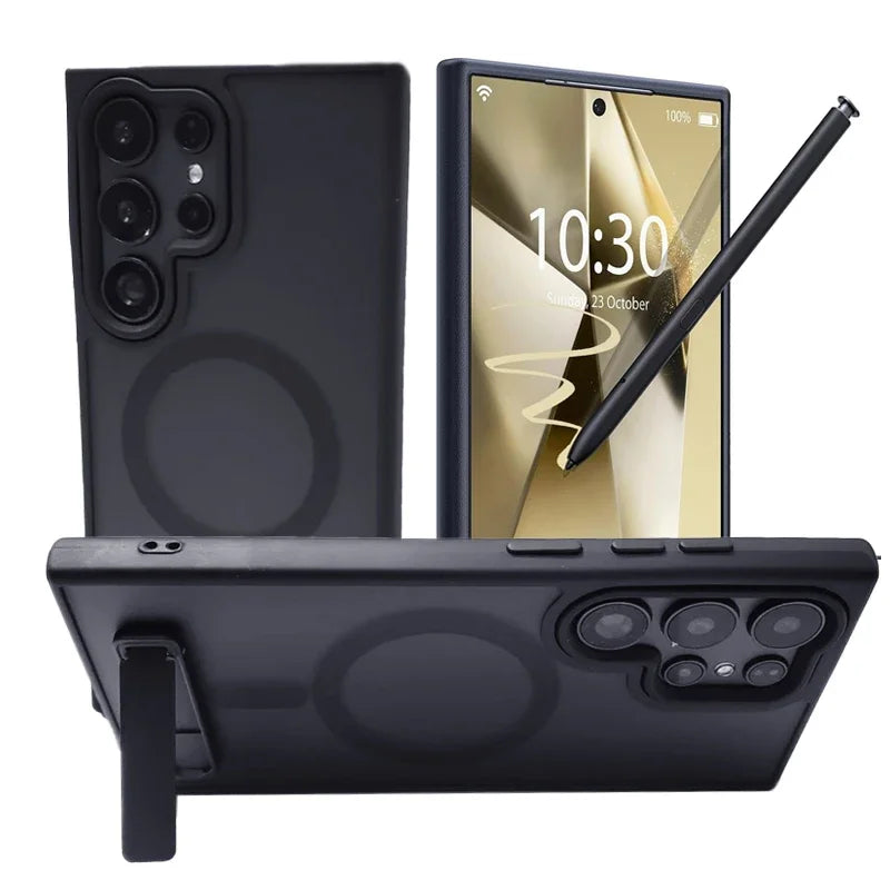 UYUXIO Magnetische Handyhülle mit Ständer für Samsung Galaxy S26 S25 S24 S23 Ultra FE S22 Plus A16 A55 A56 Standhüllen