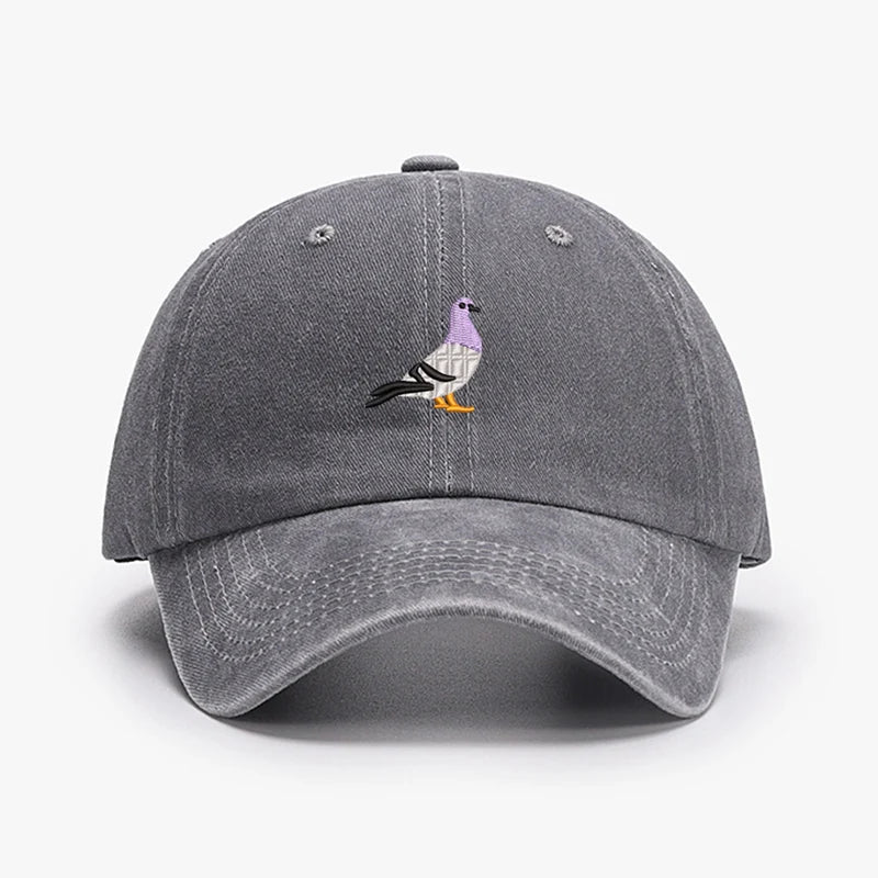 Casquettes de baseball vintage brodées motif Pigeon Printemps Hommes Femmes Chapeau de soleil délavé Pare-soleil Sport Pêche Chapeau de papa