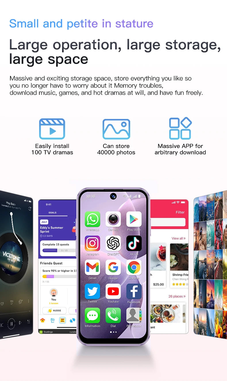 SOYES XS19 Mini Smartphone 3.88 Zoll 2 GB RAM 16 GB ROM Android 10.0 mit Gesichtserkennung Dual SIM Standby 3G-Netzwerk Kleines Telefon