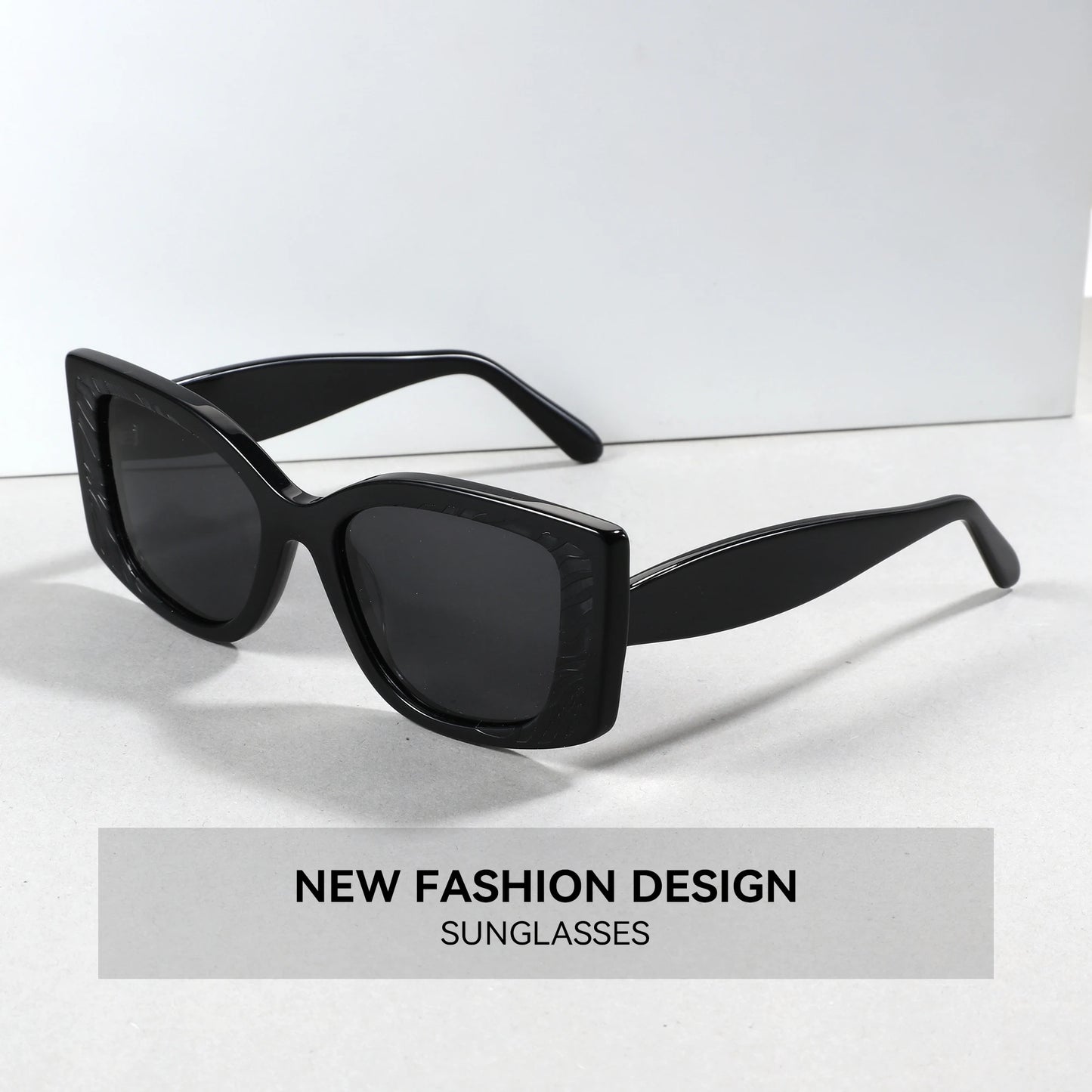 ZENOTTIC Trendige quadratische Acetat-Sonnenbrillen für Damen UV400 Myopie Optische Sonnenbrille Polarisierte Gleitsicht-Sonnenbrillen