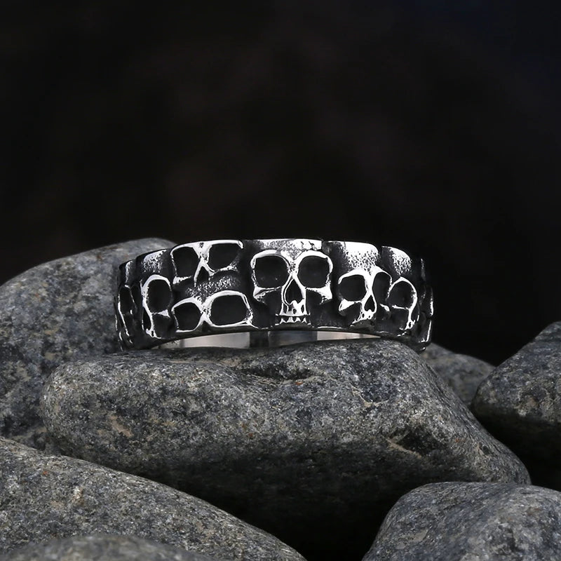 Livraison gratuite Bague homme en acier inoxydable 316L motif crâne avec zircon rouge Bijoux amulettes Cadeau pour petit ami style Punk Rock Vintage 2023 Nouveauté