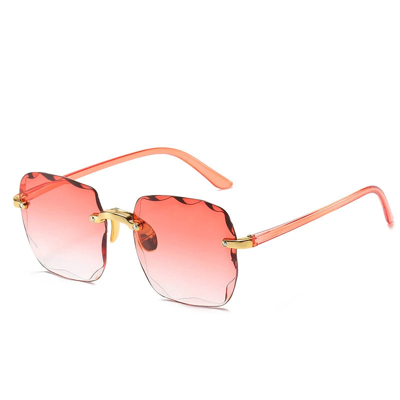 Randlose Damen-Sonnenbrille, modische Verlaufsgläser, Damensonnenbrille, Vintage-PC-Bügel, klassische Designer-Sonnenbrille für Herren