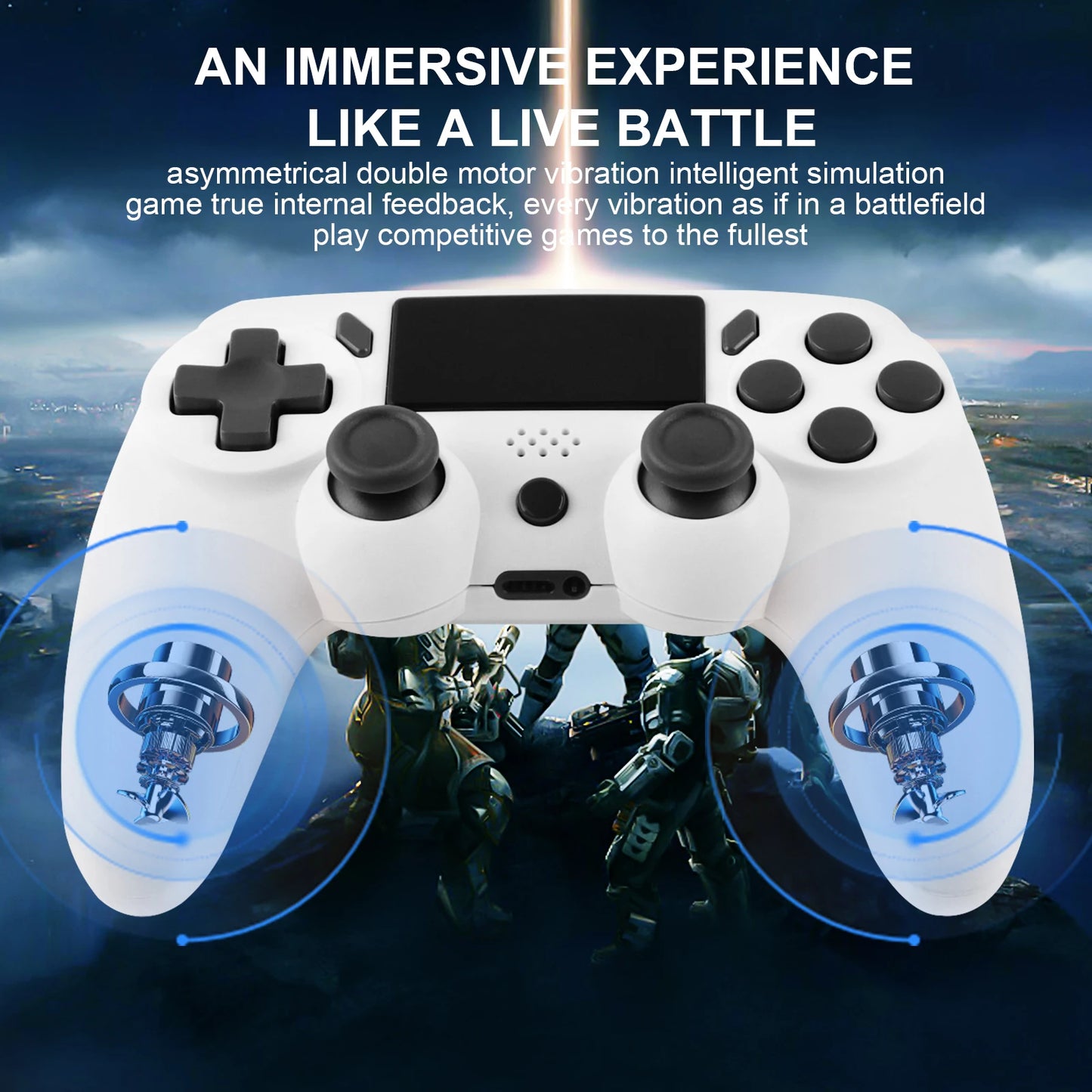 GAMINJA Kabelloses Gamepad mit 6-Achsen-Gyroskop, PC-Joystick, Touchpad, Dual-Vibration für PS4, PS3, PC, Multifunktions-Controller