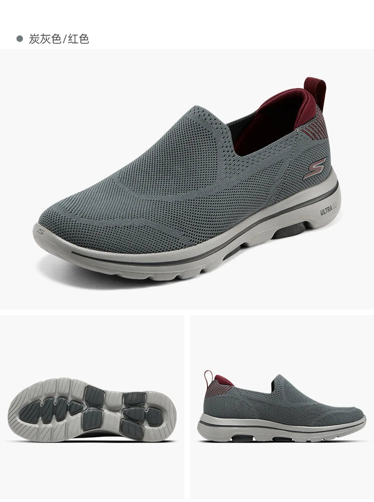 Skechers Schuhe Herren GO WALK 5 Slip-on Freizeit Outdoor Sport Walking Schuhe Herren Leicht Atmungsaktiv Einfaches An- und Ausziehen Sneaker