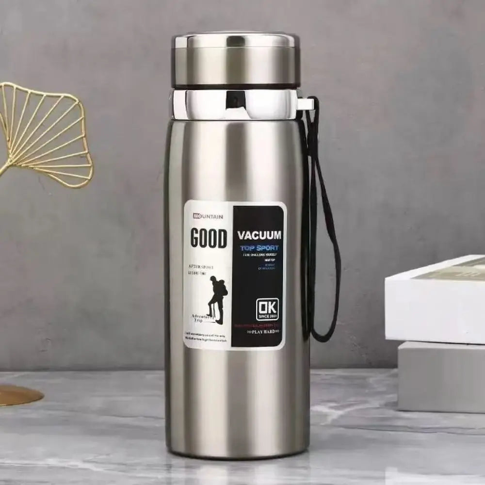 800/1000ml Sport-Thermosflasche, groß Fassungsvermögen, Edelstahl, tragbare Vakuumflasche, auslaufsicher mit Aufhängeband