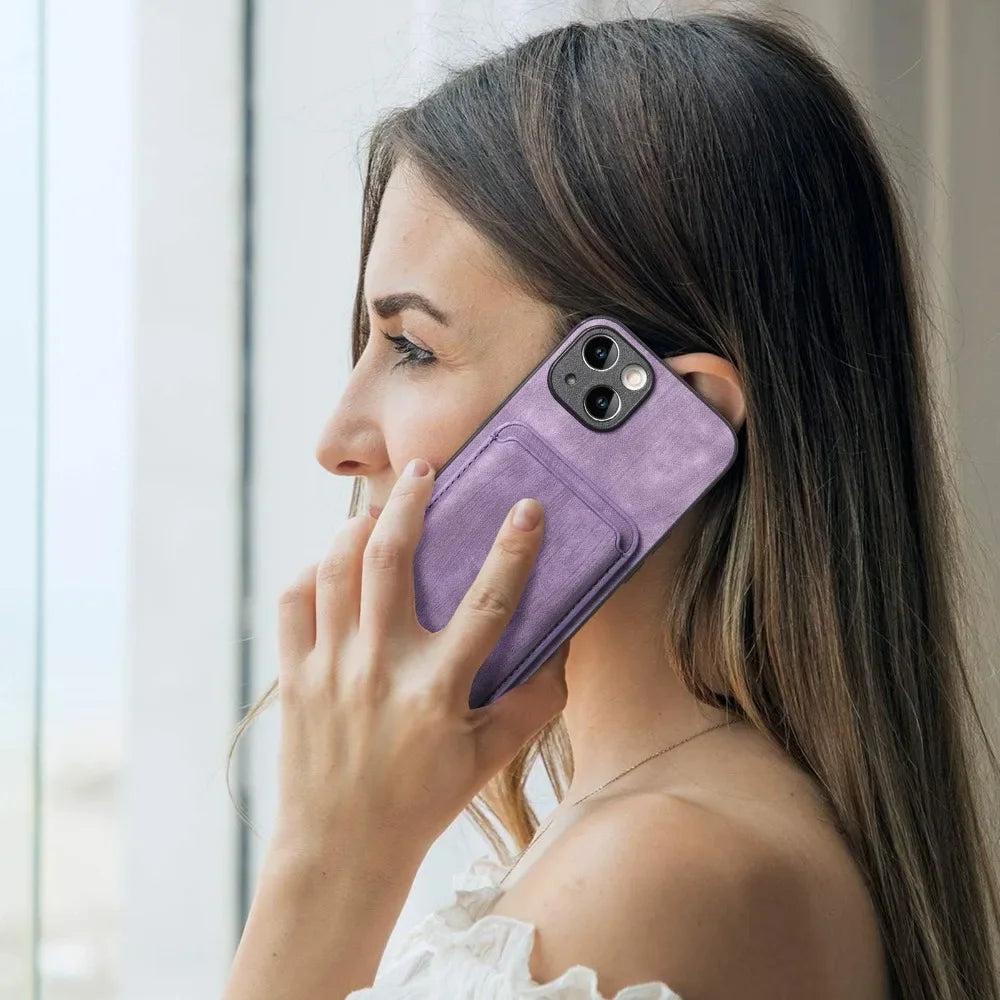 Vintage-Lederhülle mit abnehmbarem magnetischem Kartenhalter für iPhone 17 Air 16e 16 Pro Max 15 14 Plus 13 12 11