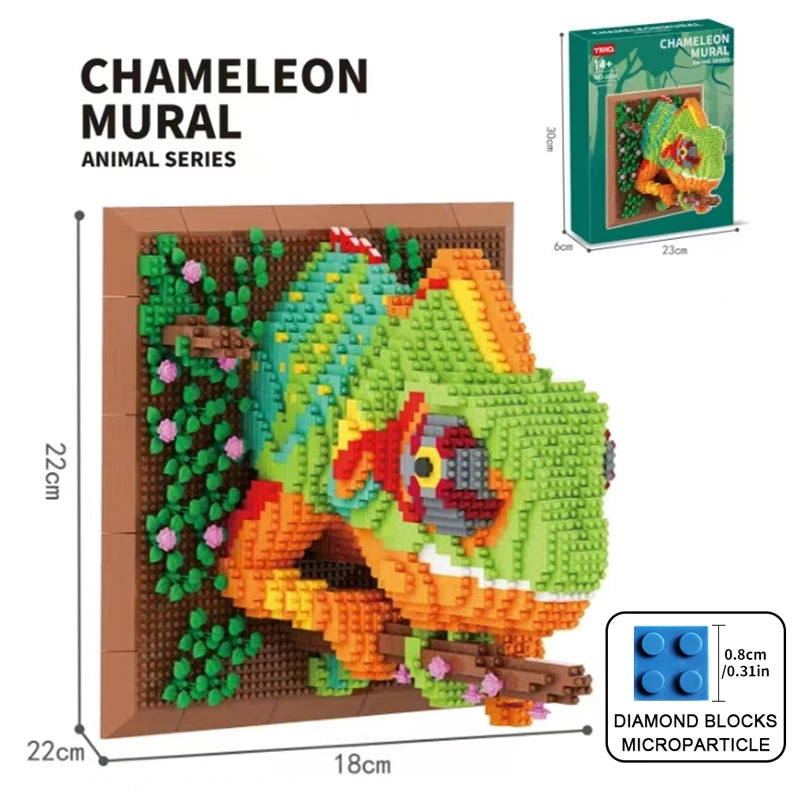 Blocs de construction 3D Tête de monstre de requin Murale Blocs de construction muraux DIY Pendentif animal Décoration murale Sculpture à suspendre Décoration d'intérieur Jouets Cadeau