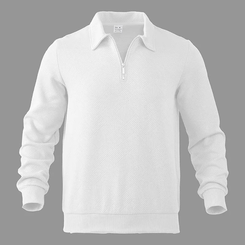 24 grenzüberschreitendes beliebtes Herbst-Langarm-Revers-Reißverschluss-Herren-Freizeit-Poloshirt