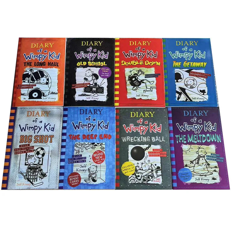 8 Livres/lot 1-8/9-16 Le journal d'un dégonflé en anglais, roman comique, histoire, livre pour enfants, littérature, cadeau