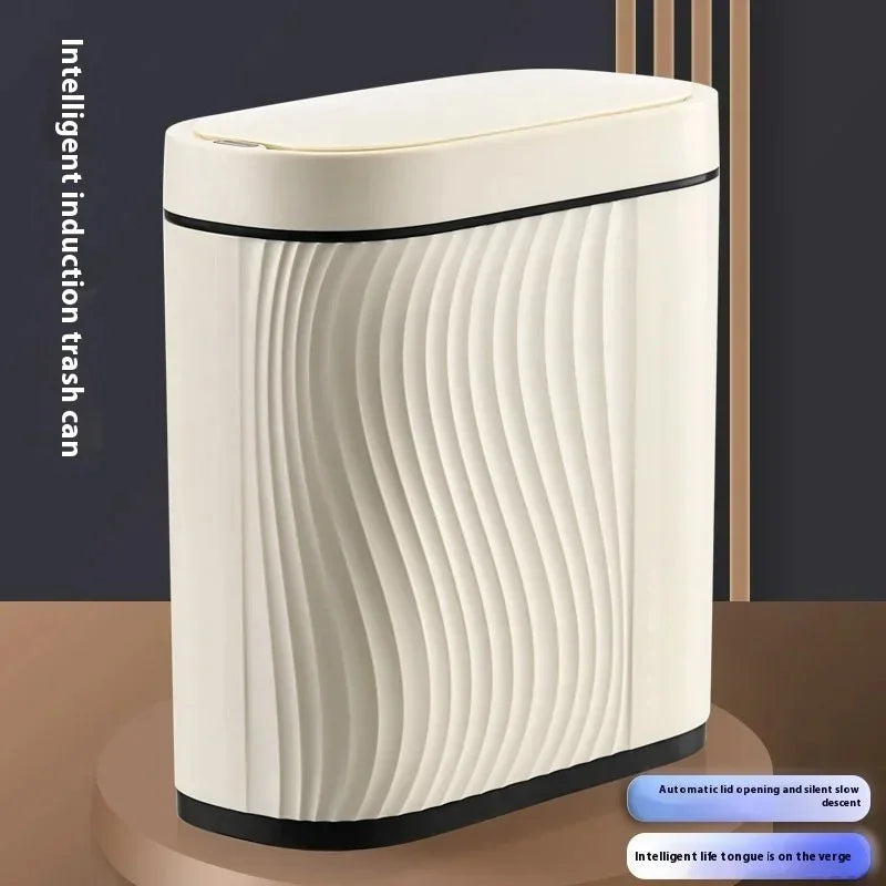 Intelligenter Sensor-Mülleimer Haushalt Leicht Luxuriöser Automatischer WC-Mülleimer Schmaler Schlitz mit Deckel Elektrischer Mülleimer