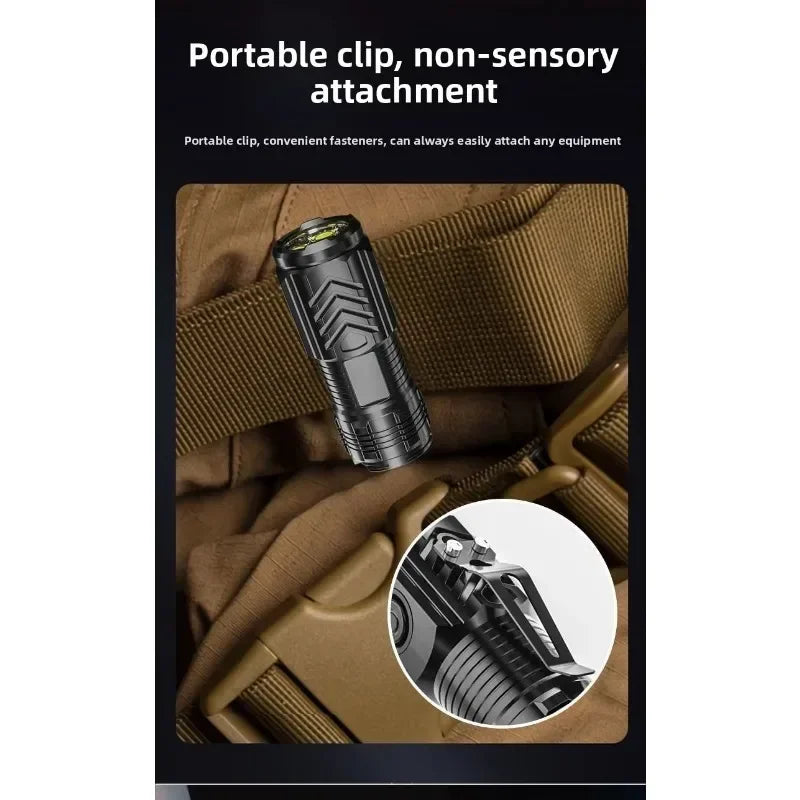 Lampe de poche portable super lumineuse 3 LED SST20 - Torche USB rechargeable de haute qualité, étanche avec CLIP DE CASQUETTE pour la randonnée et le camping