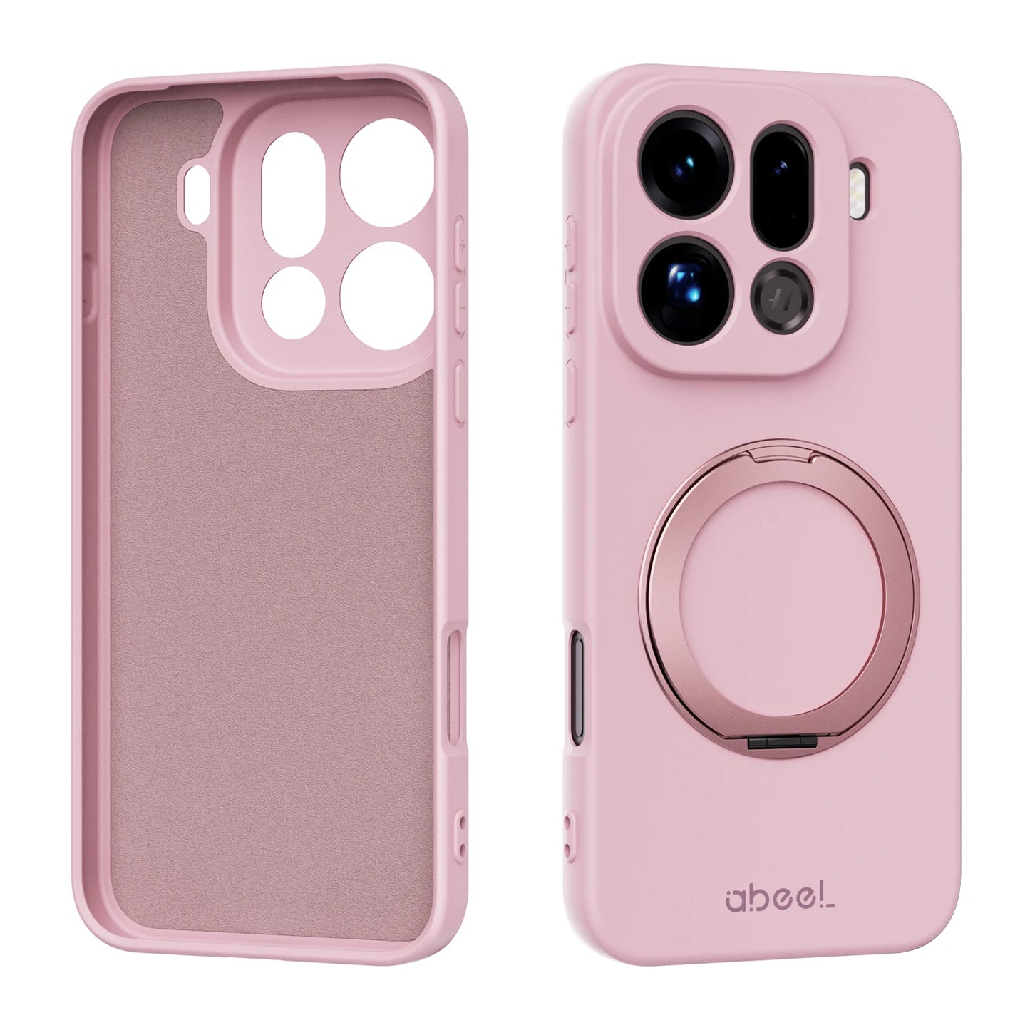 Pour étui OPPO Find X9 Pro en silicone liquide doux au toucher avec support magnétique pour anneau et doublure en fourrure, coque de téléphone portable souple