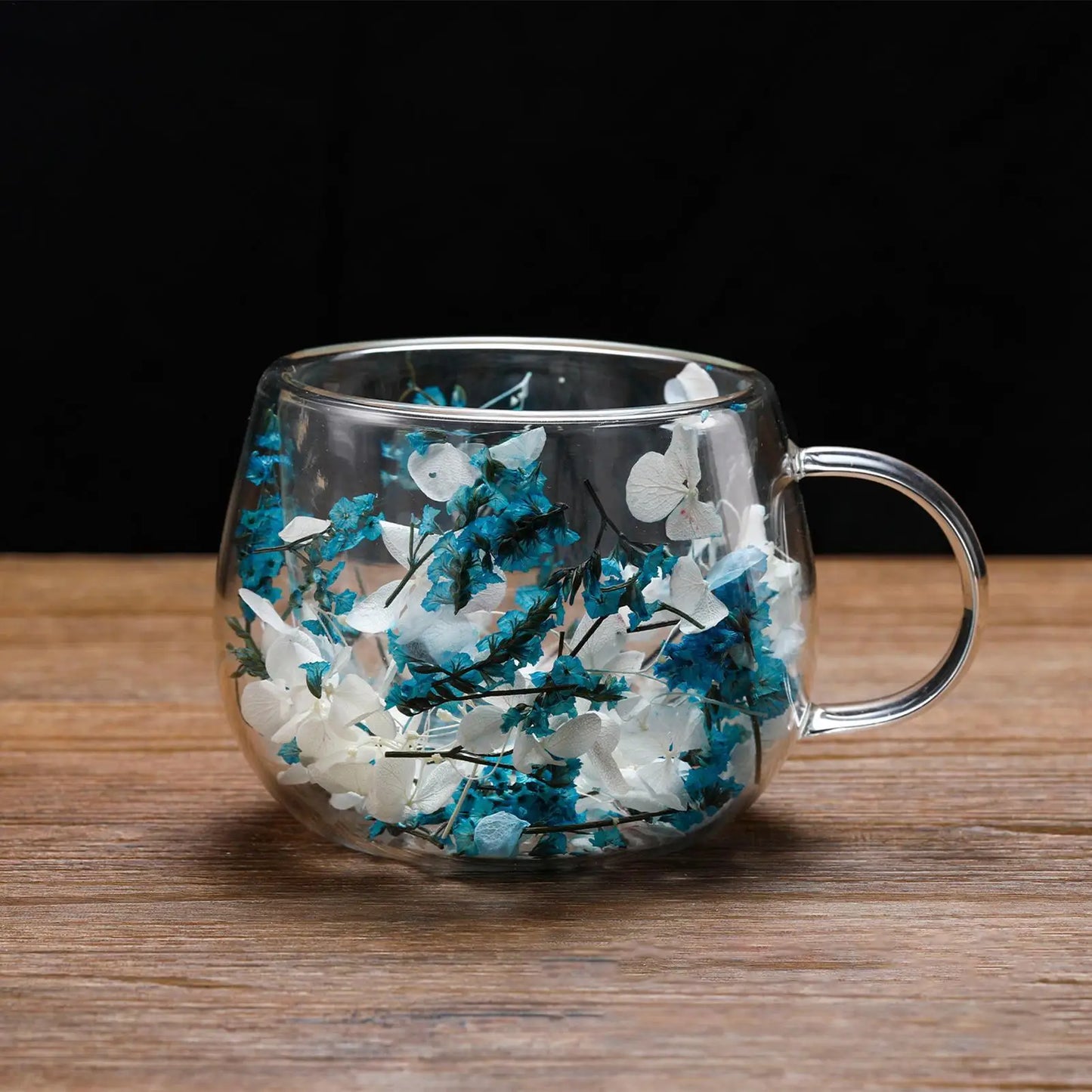 Dried Flower Coffee Mugs Double Wall Drinkware Glass Drinking Cups Coffee Mug for Home Living Room Kitchen Apartment