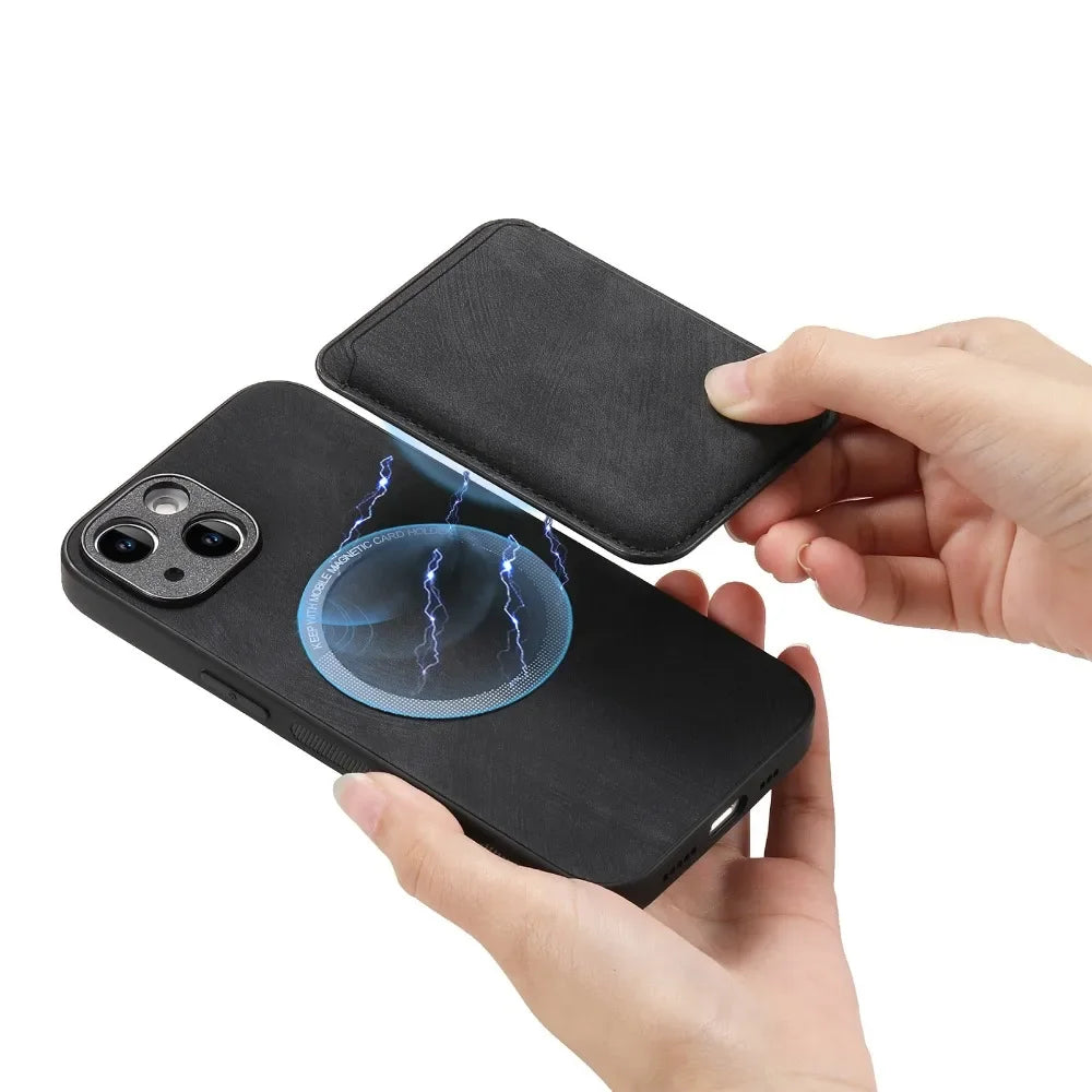 Vintage-Lederhülle mit abnehmbarem magnetischem Kartenhalter für iPhone 17 Air 16e 16 Pro Max 15 14 Plus 13 12 11