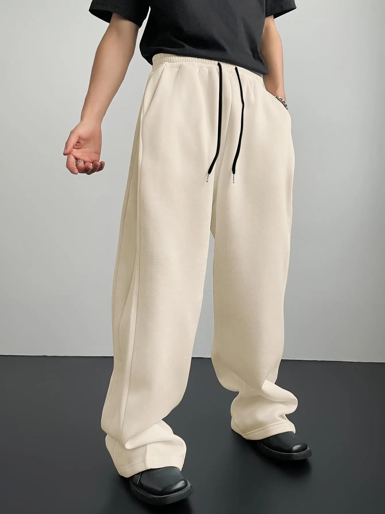 Pantalon de survêtement large Y2K Harajuku pour femmes, streetwear, ample, surdimensionné, gris, de sport, taille haute, avec cordon de serrage, décontracté