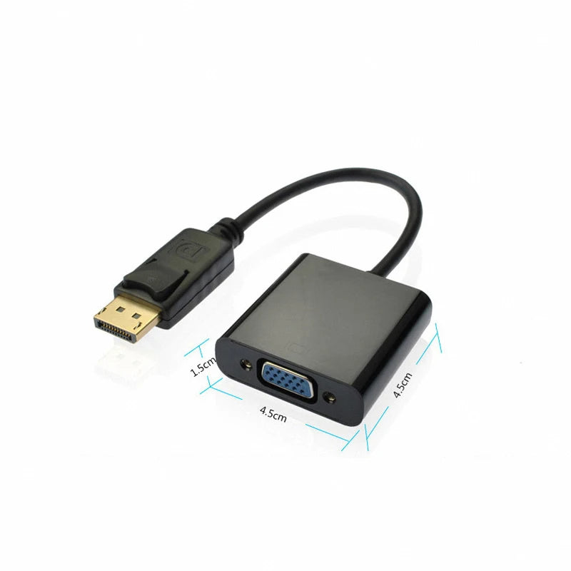 Convertisseur haute définition DP vers VGA DisplayPort à bande de cuivre, puce 1080P, adaptateur vidéo pour ordinateurs portables, ordinateurs, téléviseurs et moniteurs