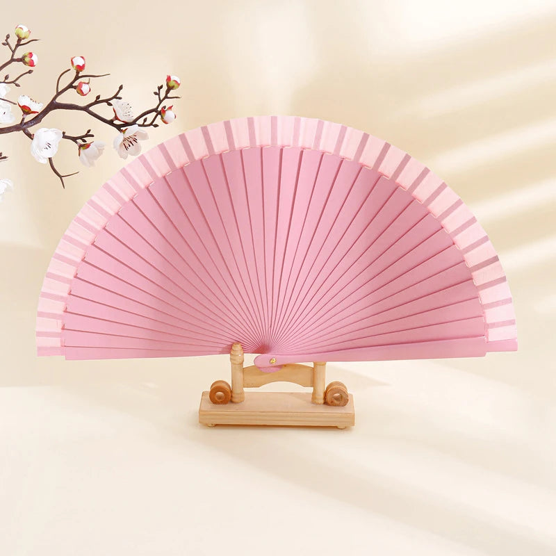 1PC Plain Wood Folding Hand Held Fans Solid Color Spanish Dance Performance Wooden Fans Wedding Hand-Painted Ornament Gift