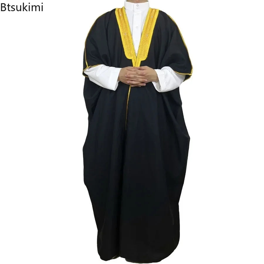 Moyen-Orient Hommes Ouvert Abayas Musulman Robe Kimono Dishdasha Vêtements Islamiques Dubaï Arabie Saoudite Caftan Brodé Robe Prière Thobe