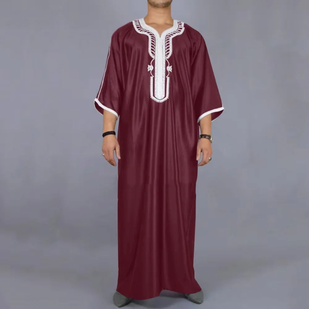 Middle Eastern style Muslim men's robe, multi colored high-end exquisite embroidery men's robe, casual loose robe