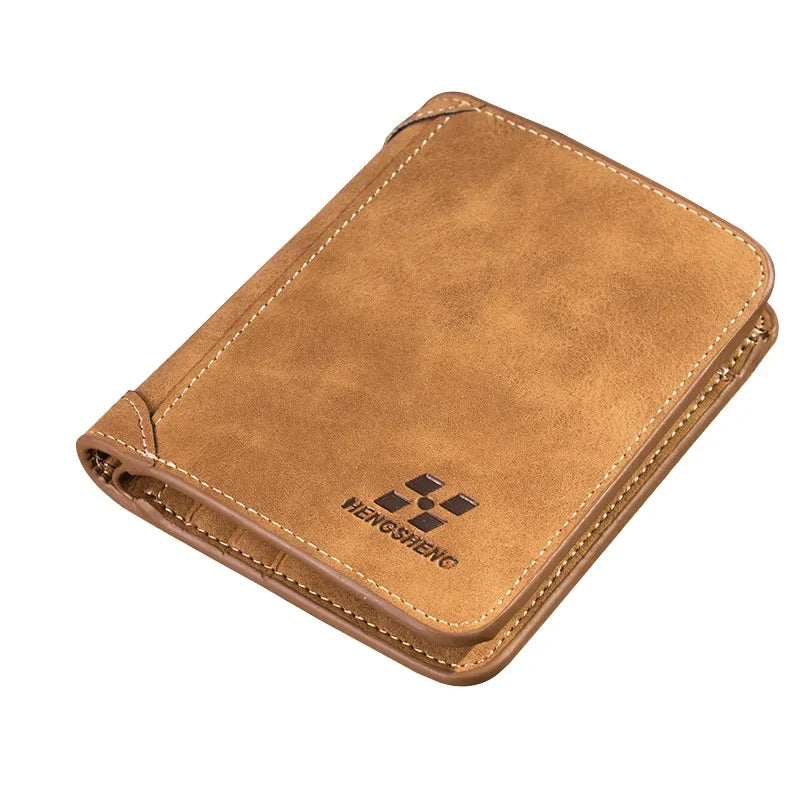 Neue Herren-Brieftasche Kurz Gefrostetes Leder Portemonnaie Retro Zweifach Faltbares Vertikales Portemonnaie Jugend Koreanisches Multi-Karten Portemonnaie 2022 Luxus Portemonnaie