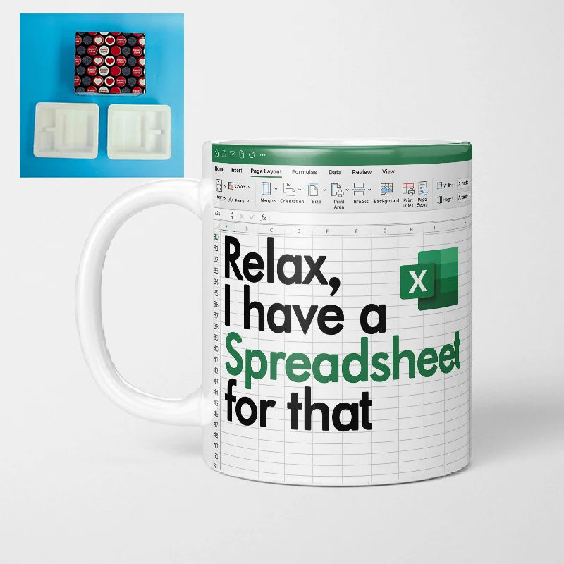 Kreativer tragbarer Excel-Muster-Keramikbecher für Zuhause, Büro, Schreibtisch, Kaffeebecher, Wasserbecher, lustiges Geschenk, 1 Stück