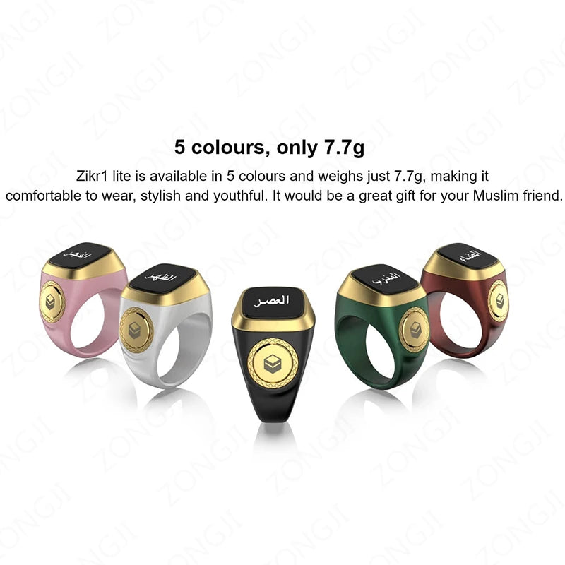 Bague de Zikr Intelligente IQibla 2025, Tasbih de Louange, Compteur Numérique Électronique pour Musulmans, Rappel de Prière par Vibration, Étanche