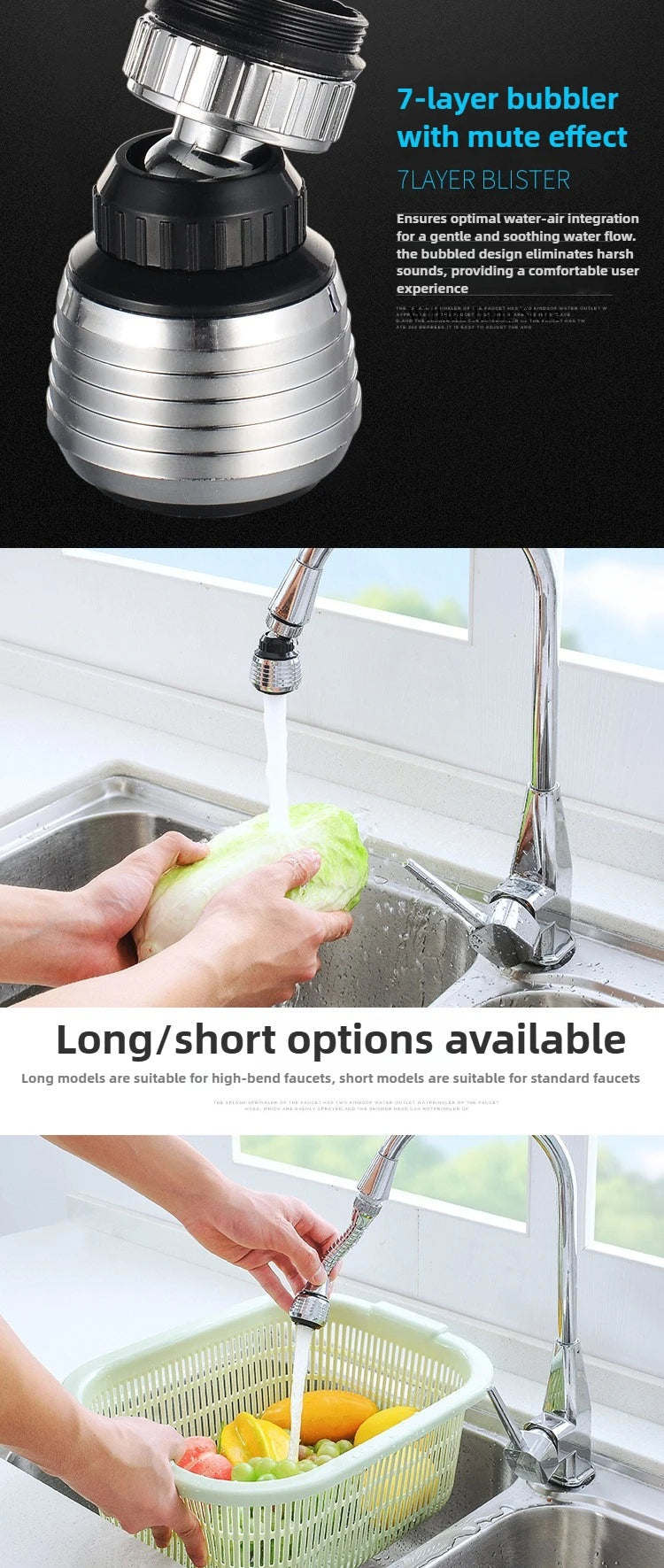 Wasserhahnverlängerung Wasserhahn-Verlängerung Anti-Spritz-Aufsätze Küchenarmaturen-Verlängerung Ersatzteile Wasserhähne Verlängerter Perlator Filter