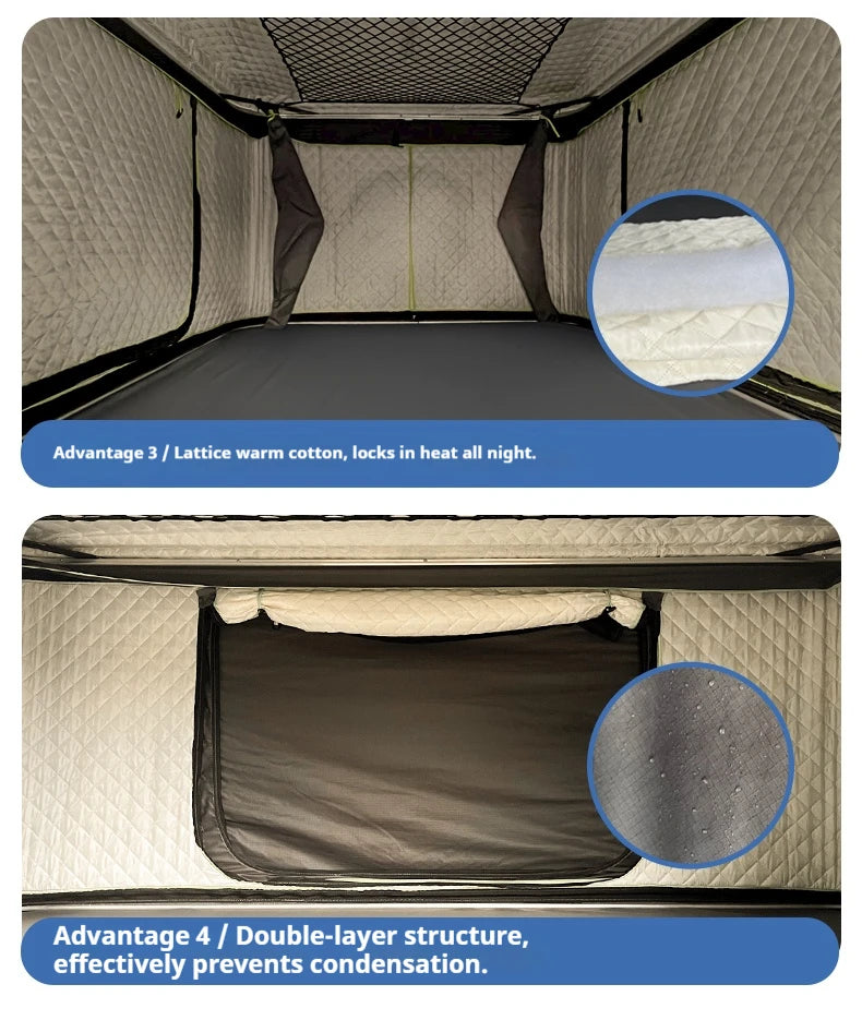 Durable Automatic Foldable Hard Top Roof Tent - For Sedan, SUV, Off-Road, Pickup & Outdoor Camping Self-Driving