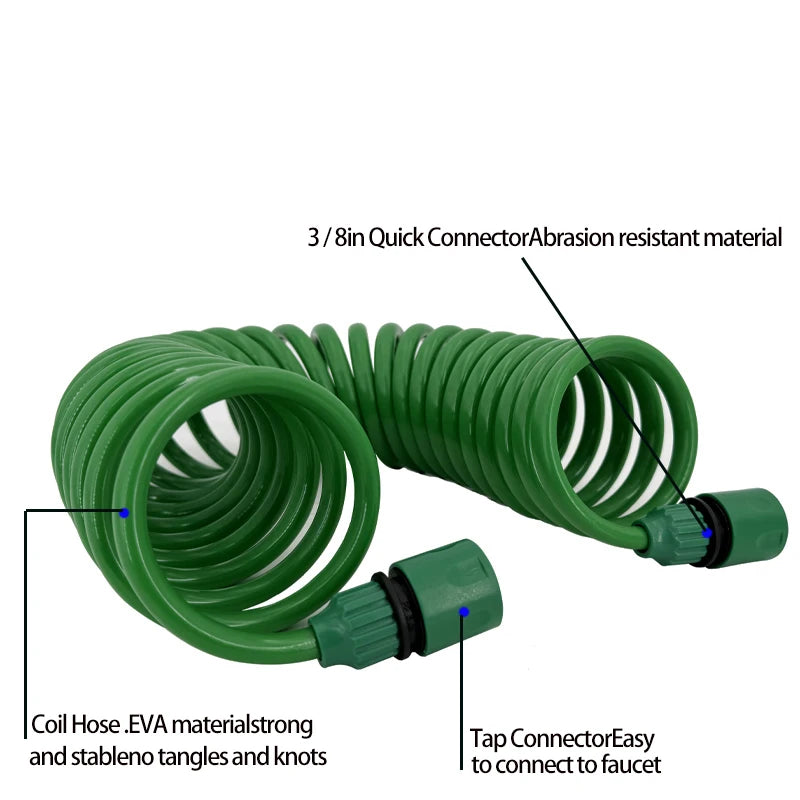 Garden Irrigation Water Pipe Sprinkler Head With 7-Function Nozzle Hose, Car Cleaning Spring Pipe, Plastic Hose Cleaning Tool